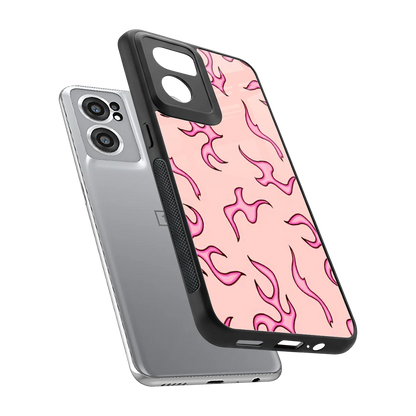 Lil Flames Pink sleek oneplus nord ce 2 cover with tempered glass back and TPU edges