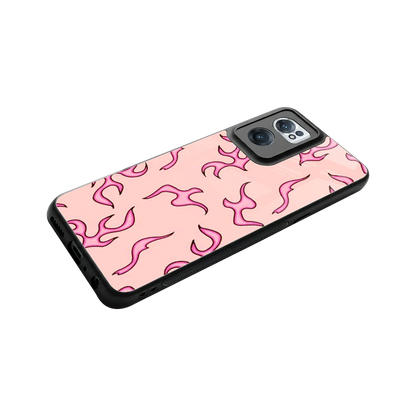 Lil Flames Pink stylish phone case for oneplus nord ce 2 | glossy glass and slim fit