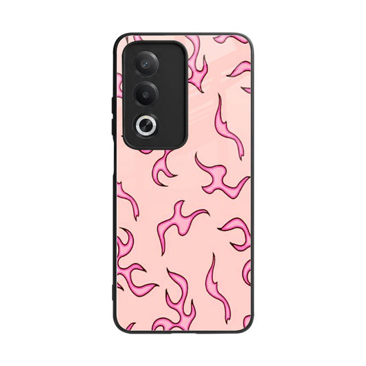 Lil Flames Pink back phone cover | glass case for oppo a3 pro
