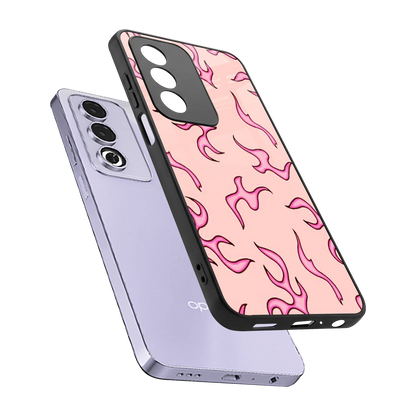 Lil Flames Pink sleek oppo a3 pro cover with tempered glass back and TPU edges