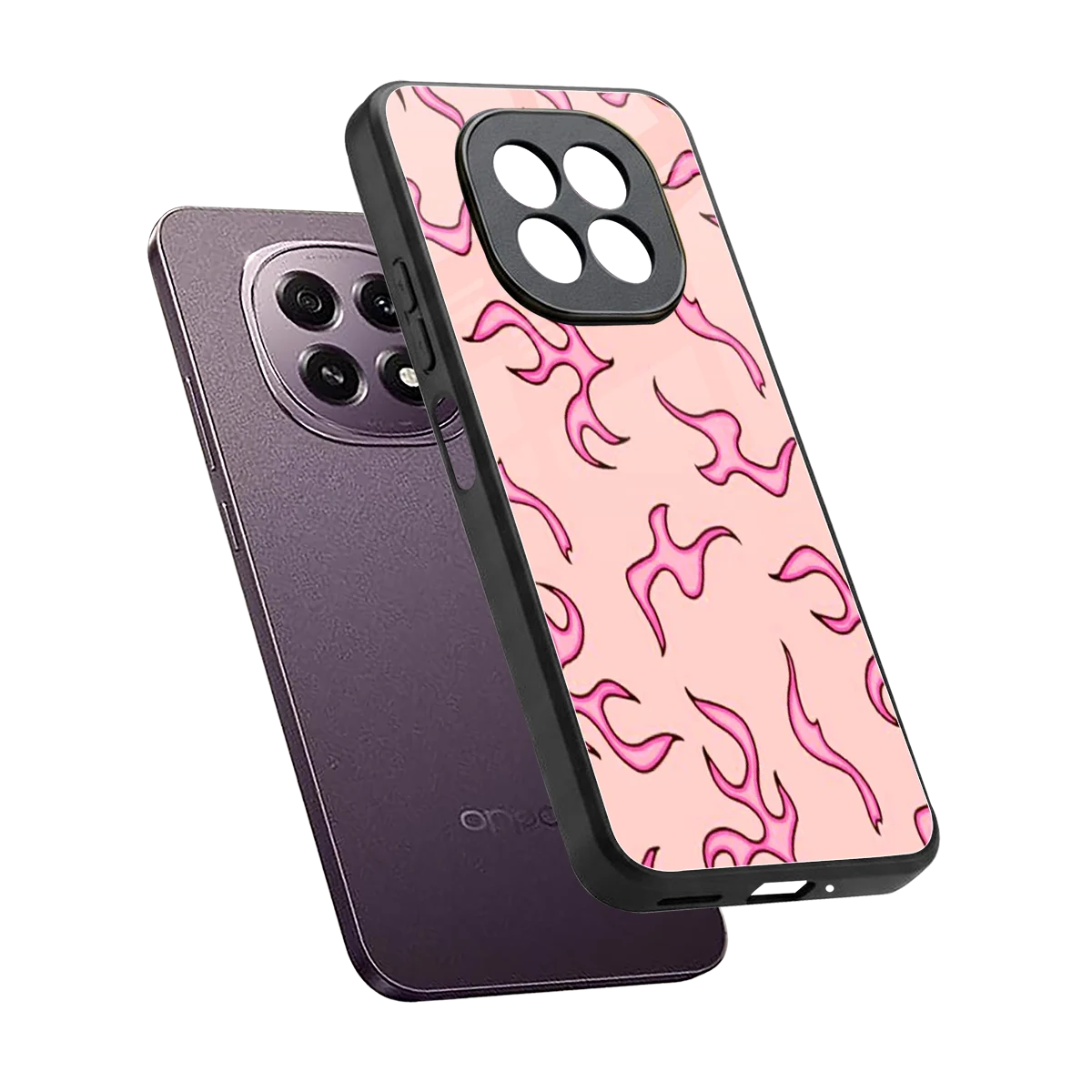 Lil Flames Pink sleek oppo f29 5g cover with tempered glass back and TPU edges
