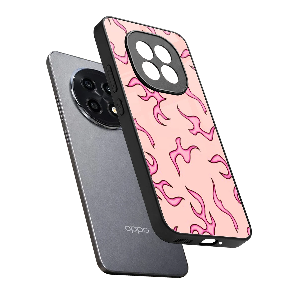 Lil Flames Pink sleek oppo f29 pro 5g cover with tempered glass back and TPU edges