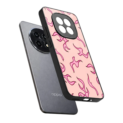 Lil Flames Pink sleek oppo f29 pro 5g cover with tempered glass back and TPU edges