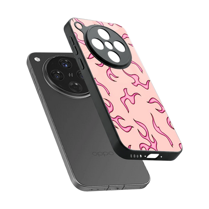 Lil Flames Pink sleek oppo find x8 cover with tempered glass back and TPU edges