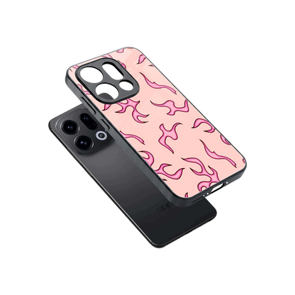 Lil Flames Pink sleek oppo find x9 cover with tempered glass back and TPU edges