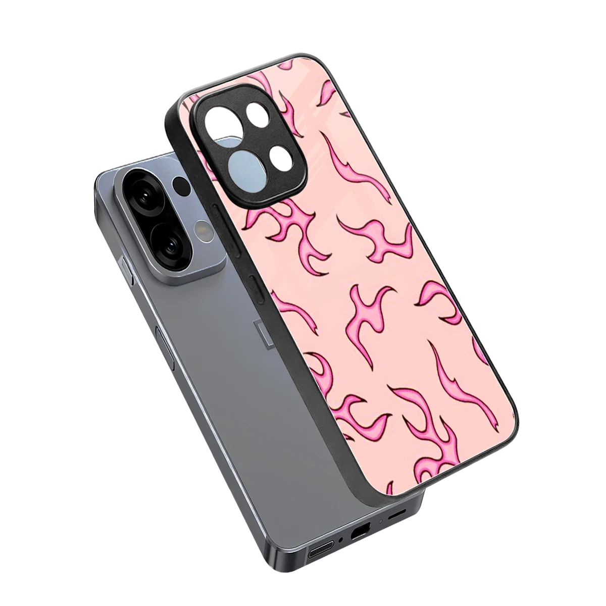 Lil Flames Pink sleek oppo k13 5g cover with tempered glass back and TPU edges