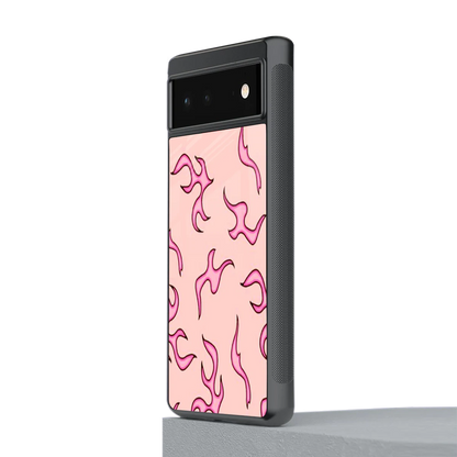 Lil Flames Pink stylish phone case for google pixel 6 | glossy glass and slim fit