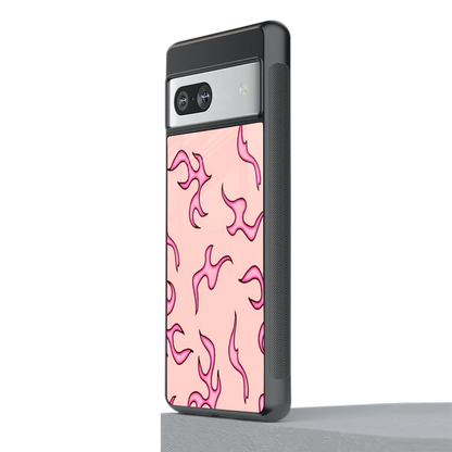 Lil Flames Pink stylish phone case for google pixel 7a | glossy glass and slim fit