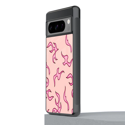 Lil Flames Pink stylish phone case for google pixel 8 pro | glossy glass and slim fit