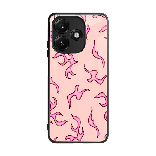 Lil Flames Pink back phone cover | glass case for redmi 12 5g