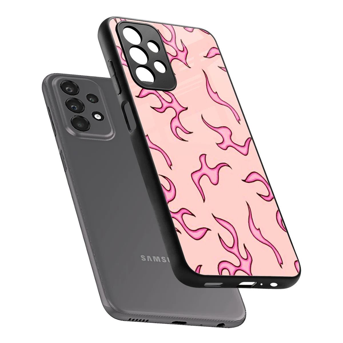 Lil Flames Pink sleek samsung galaxy a23 cover with tempered glass back and TPU edges