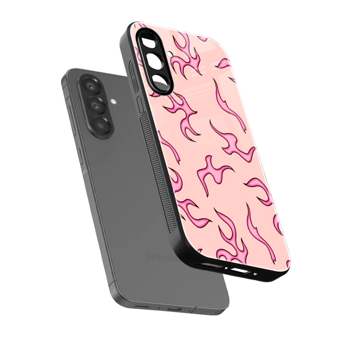 Lil Flames Pink sleek samsung galaxy a17 5g cover with tempered glass back and TPU edges