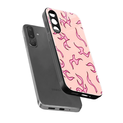 Lil Flames Pink sleek samsung galaxy m56 5g cover with tempered glass back and TPU edges