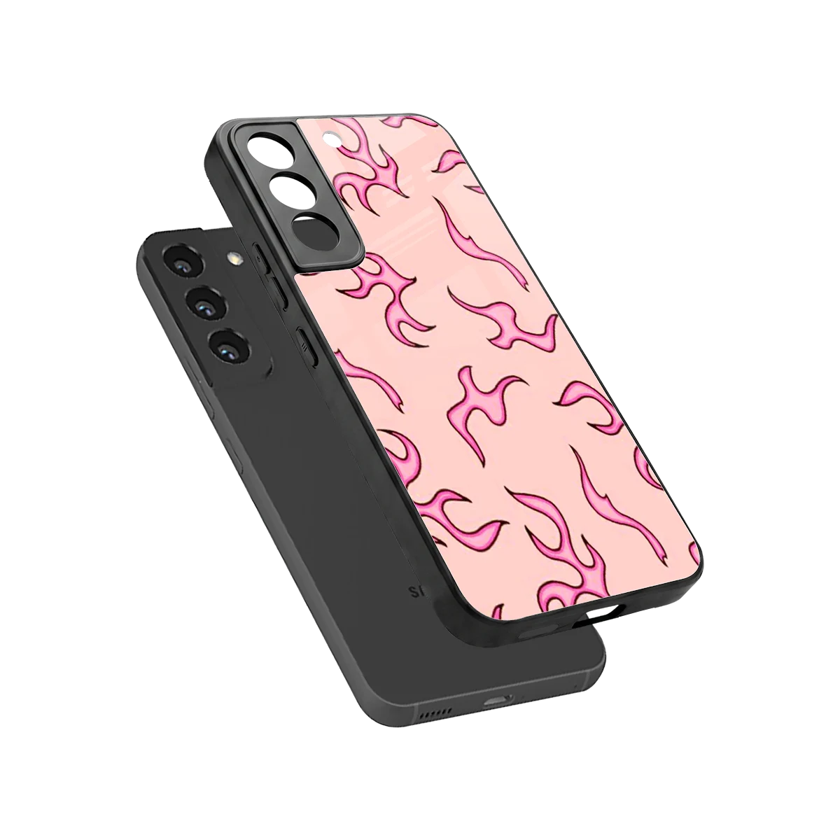 Lil Flames Pink sleek samsung galaxy s22 cover with tempered glass back and TPU edges