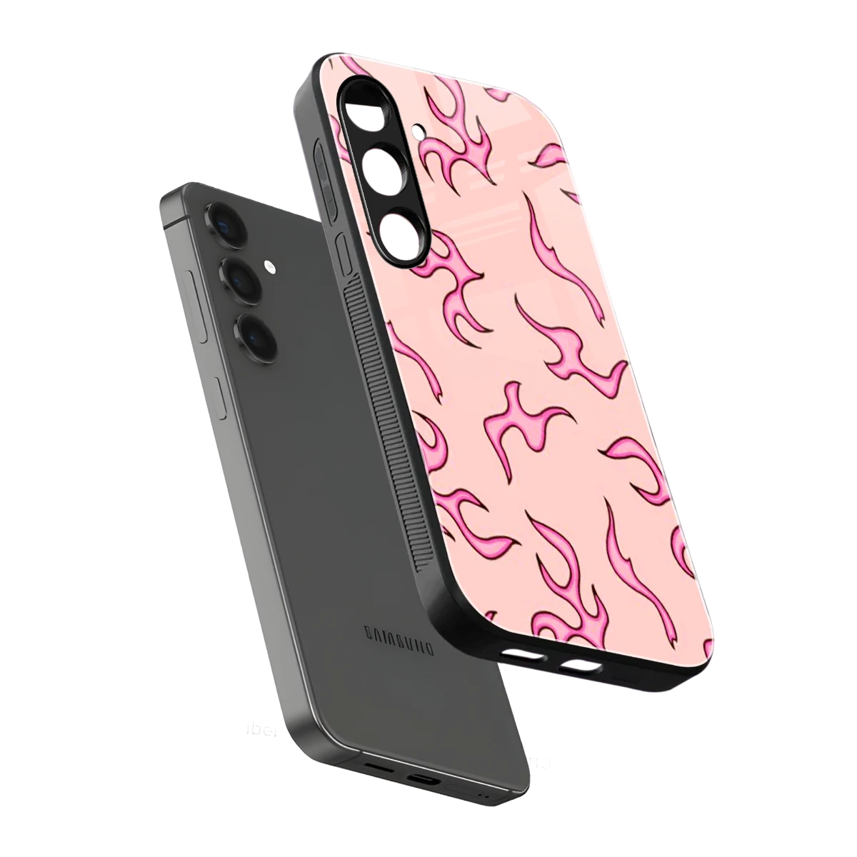Lil Flames Pink sleek samsung galaxy s24 cover with tempered glass back and TPU edges