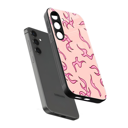 Lil Flames Pink sleek samsung galaxy s24 cover with tempered glass back and TPU edges