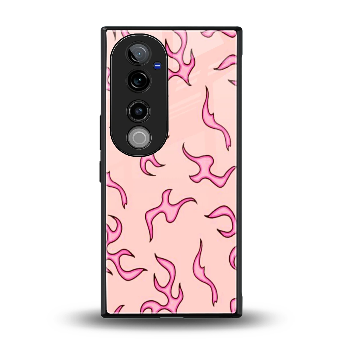 Lil Flames Pink back phone cover | glass case for vivo v40 pro