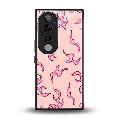 Lil Flames Pink back phone cover | glass case for vivo v40 pro