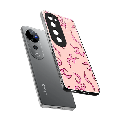 Lil Flames Pink sleek vivo v40 pro cover with tempered glass back and TPU edges