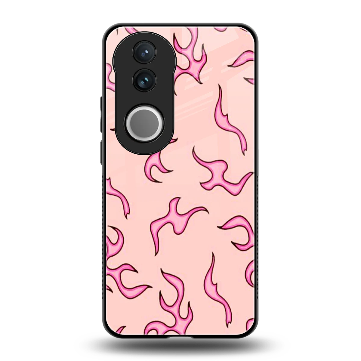 Lil Flames Pink back phone cover | glass case for vivo v50