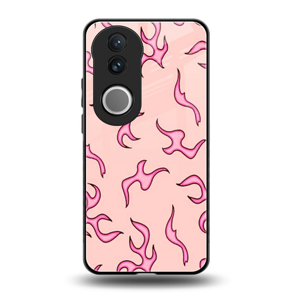 Lil Flames Pink back phone cover | glass case for vivo v50