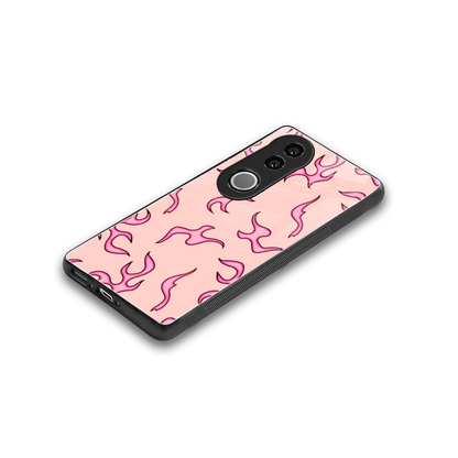 Lil Flames Pink stylish phone case for vivo v50 | glossy glass and slim fit