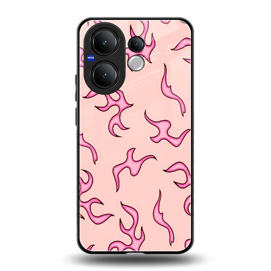 Lil Flames Pink back phone cover | glass case for vivo v60
