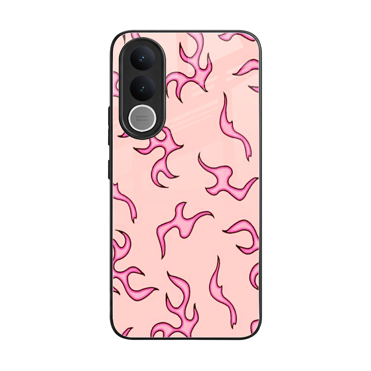 Lil Flames Pink back phone cover | glass case for vivo v70 fe
