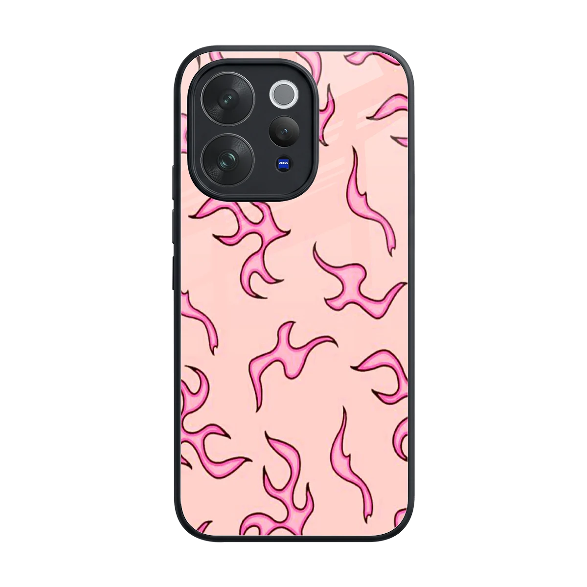 Lil Flames Pink back phone cover | glass case for vivo v70 elite
