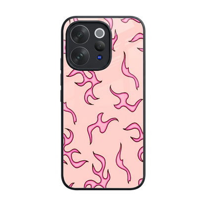 Lil Flames Pink back phone cover | glass case for vivo v70 elite