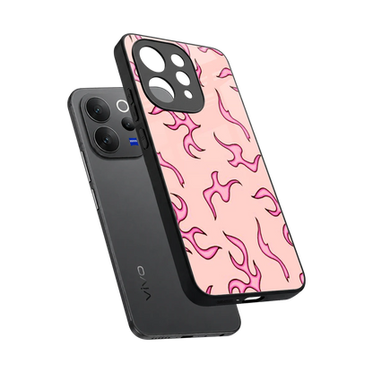 Lil Flames Pink sleek vivo v70 cover with tempered glass back and TPU edges