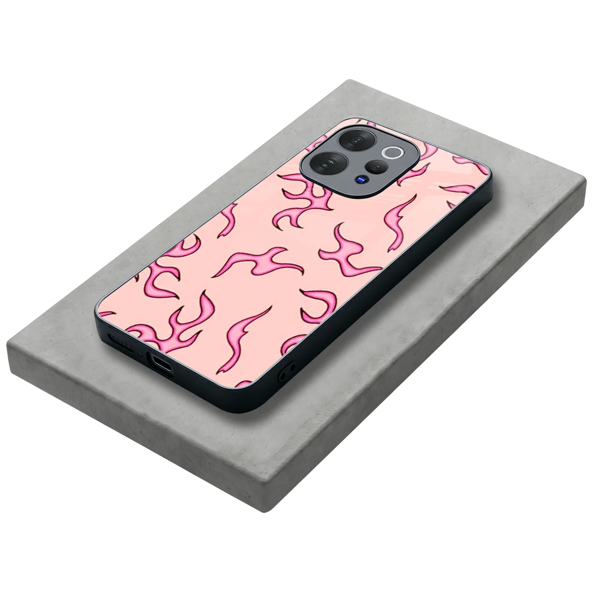 Lil Flames Pink stylish phone case for vivo v70 | glossy glass and slim fit