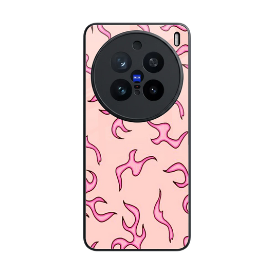 Lil Flames Pink back phone cover | glass case for vivo x200 pro