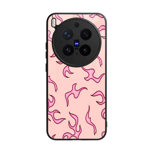 Lil Flames Pink back phone cover | glass case for vivo x300 pro