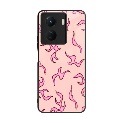 Lil Flames Pink back phone cover | glass case for vivo y16