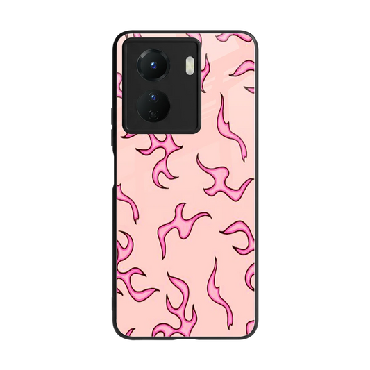 Lil Flames Pink back phone cover | glass case for vivo y16