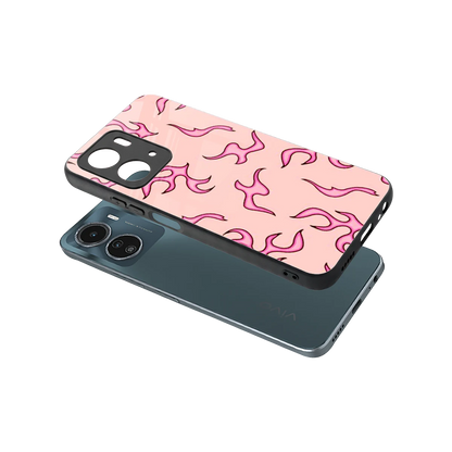 Lil Flames Pink sleek vivo y16 cover with tempered glass back and TPU edges