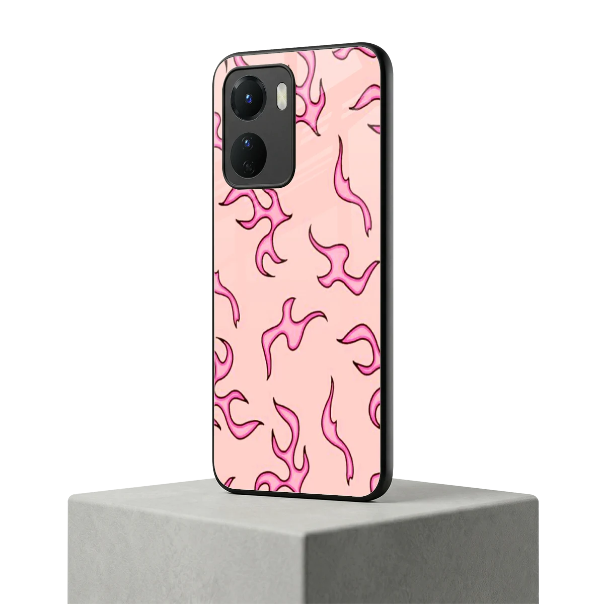 Lil Flames Pink vivo y16 mobile cover | shockproof glass phone case