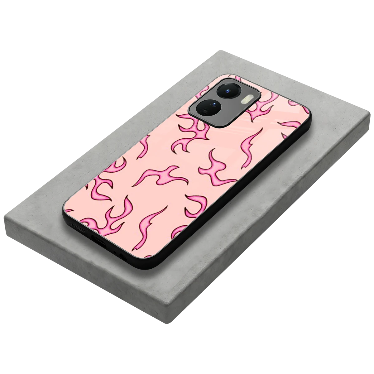 Lil Flames Pink stylish phone case for vivo y16 | glossy glass and slim fit