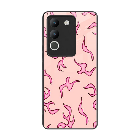 Lil Flames Pink back phone cover | glass case for vivo y200 5g