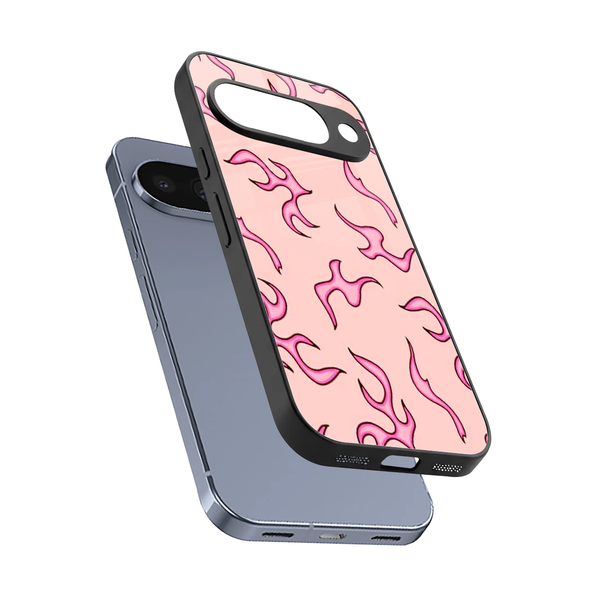 Lil Flames Pink sleek google pixel 10 cover with tempered glass back and TPU edges