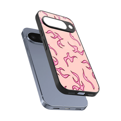 Lil Flames Pink sleek google pixel 10 cover with tempered glass back and TPU edges
