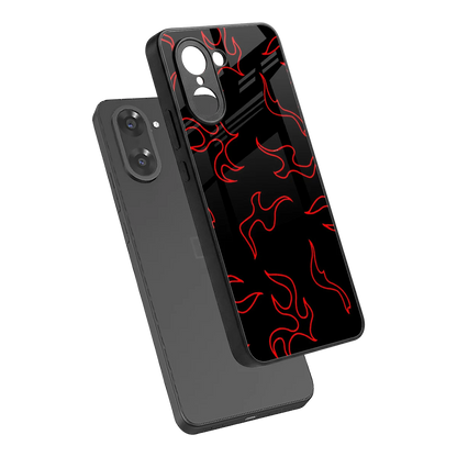 Lil Flames Red sleek oneplus nord ce5 5g cover with tempered glass back and TPU edges