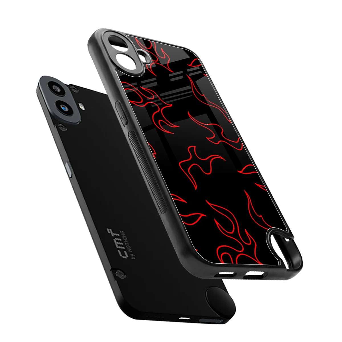 Lil Flames Red sleek cmf nothing phone 1 cover with tempered glass back and TPU edges