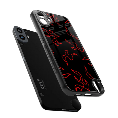 Lil Flames Red sleek cmf nothing phone 1 cover with tempered glass back and TPU edges