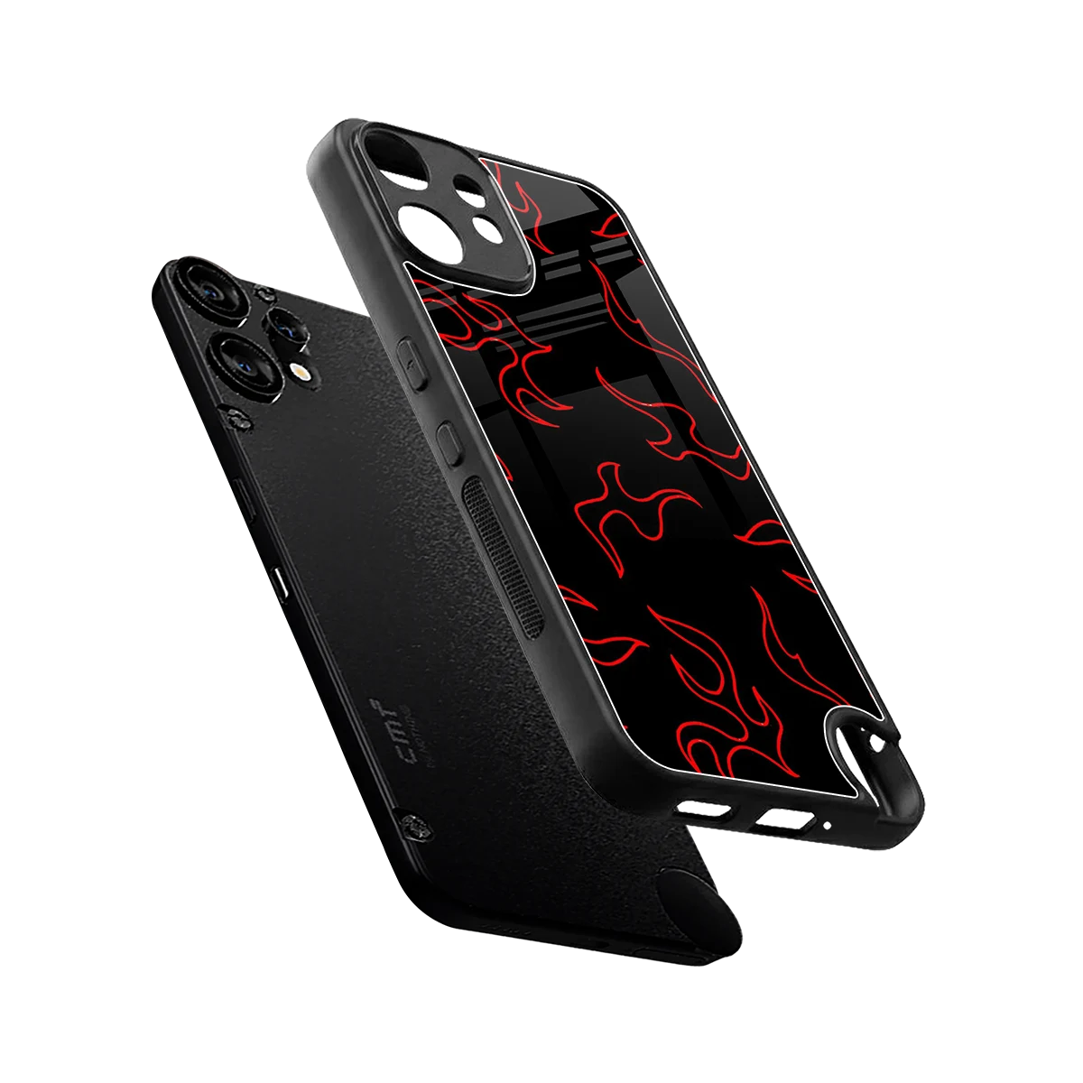 Lil Flames Red sleek cmf nothing phone 2 pro cover with tempered glass back and TPU edges