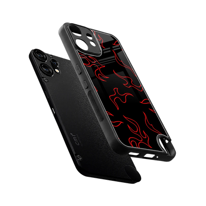 Lil Flames Red sleek cmf nothing phone 2 pro cover with tempered glass back and TPU edges