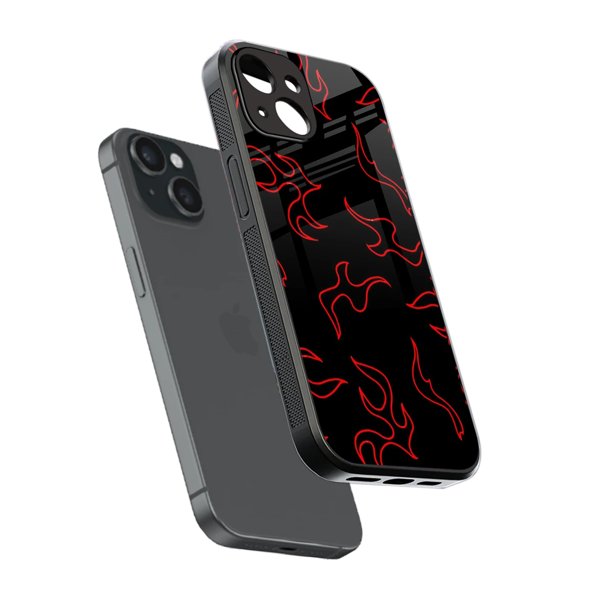 Lil Flames Red sleek iphone 13 cover with tempered glass back and TPU edges