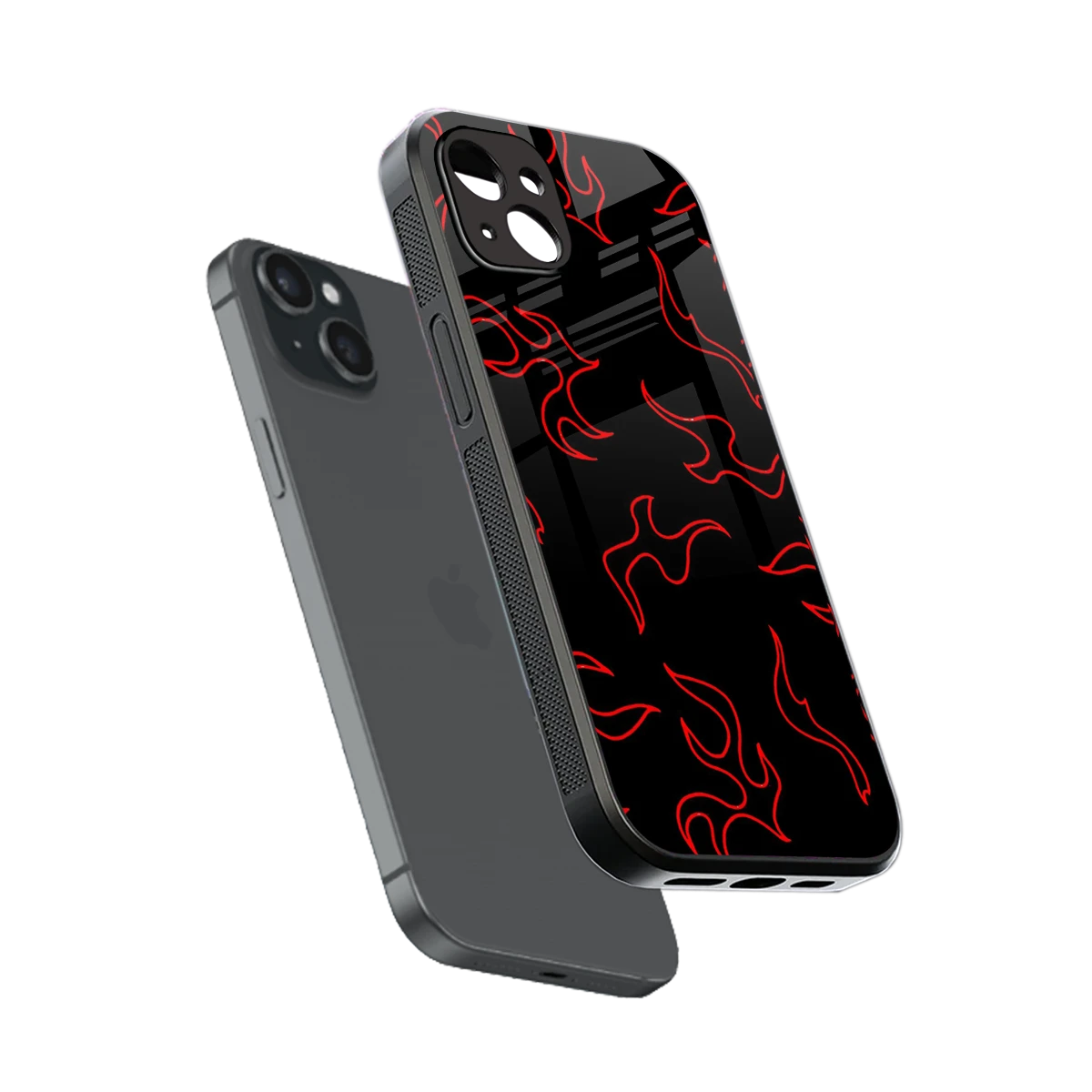 Lil Flames Red sleek iphone 14 plus cover with tempered glass back and TPU edges