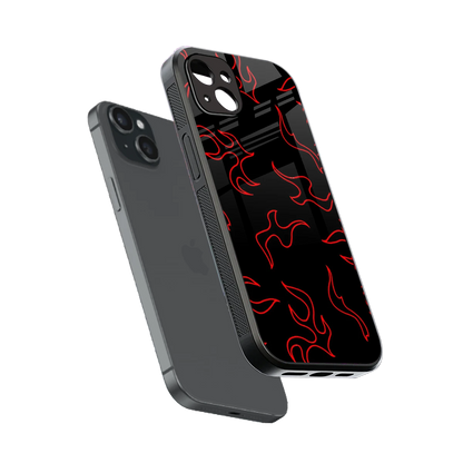 Lil Flames Red sleek iphone 14 plus cover with tempered glass back and TPU edges
